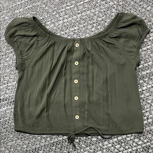 Self Esteem | Green Short Sleeve Crop Top